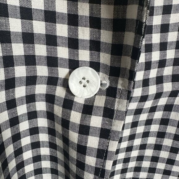 Talbots Blazer Gingham Pattern Sz 12 Black & White Linen Cotton Blend Preppy - Picture 10 of 12